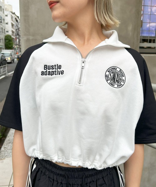 新品未使用イングランド　ラグビー　ハーフジップ ハーフZIP胸刺繍ロゴ配色スウェットチュニック｜INGNI(イング
