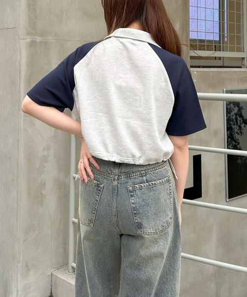 新品未使用イングランド　ラグビー　ハーフジップ ハーフZIP胸刺繍ロゴ配色スウェットチュニック｜INGNI(イング