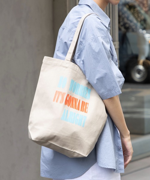 トートバッグ Logo Print Tote Bag セール】【THE FINAL VIEW】NO WORRIES logo print tote bag