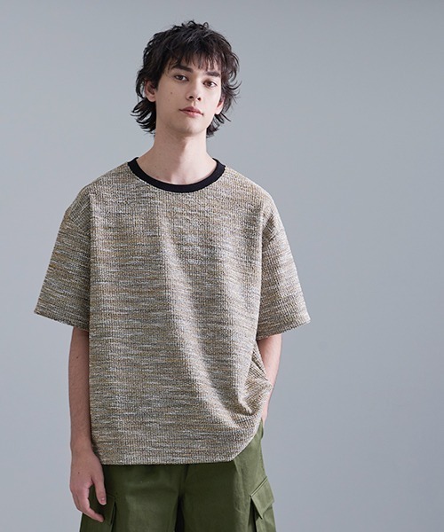 Revo. MIXブークレカットソー半袖Teeシャツ(Tシャツ/カットソー)|Revo.(レボ) Revo. MIXブークレカットソー半袖Teeシャツ(Tシャツ/カットソー)|Revo.(レボ)