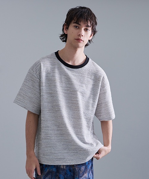 Revo. MIXブークレカットソー半袖Teeシャツ(Tシャツ/カットソー)|Revo.(レボ) Revo. MIXブークレカットソー半袖Teeシャツ(Tシャツ/カットソー)|Revo.(レボ)