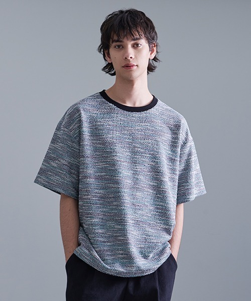 Revo. MIXブークレカットソー半袖Teeシャツ(Tシャツ/カットソー)|Revo.(レボ) Revo. MIXブークレカットソー半袖Teeシャツ(Tシャツ/カットソー)|Revo.(レボ)