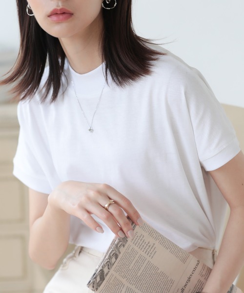 SUNFLOWER EIGHT(サンフラワーエイト)の「モックネックトップス(Tシャツ/カットソー・レディース・ライトオリーブ/チャコール/カーキ/ブラウン/ホワイト/ブラック・M/L)」の2枚目の写真