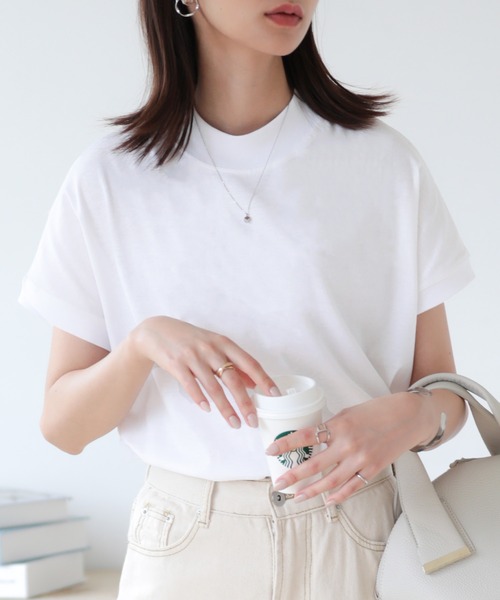 SUNFLOWER EIGHT(サンフラワーエイト)の「モックネックトップス(Tシャツ/カットソー・レディース・ライトオリーブ/チャコール/カーキ/ブラウン/ホワイト/ブラック・M/L)」の19枚目の写真