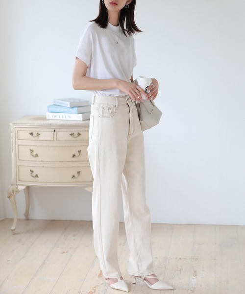 SUNFLOWER EIGHT(サンフラワーエイト)の「モックネックトップス(Tシャツ/カットソー・レディース・ライトオリーブ/チャコール/カーキ/ブラウン/ホワイト/ブラック・M/L)」の7枚目の写真