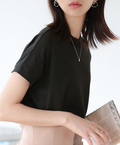 SUNFLOWER EIGHT(サンフラワーエイト)の「モックネックトップス(Tシャツ/カットソー・レディース・ライトオリーブ/チャコール/カーキ/ブラウン/ホワイト/ブラック・M/L)」の9枚目の写真