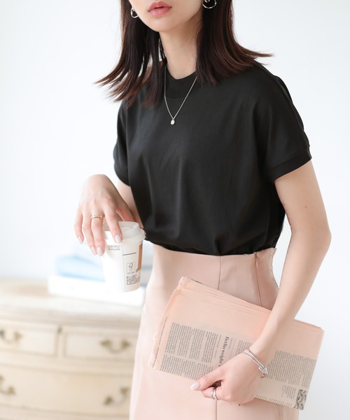 SUNFLOWER EIGHT(サンフラワーエイト)の「モックネックトップス(Tシャツ/カットソー・レディース・ライトオリーブ/チャコール/カーキ/ブラウン/ホワイト/ブラック・M/L)」の10枚目の写真