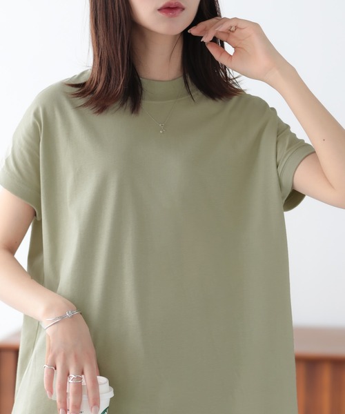SUNFLOWER EIGHT(サンフラワーエイト)の「モックネックトップス(Tシャツ/カットソー・レディース・ライトオリーブ/チャコール/カーキ/ブラウン/ホワイト/ブラック・M/L)」の13枚目の写真