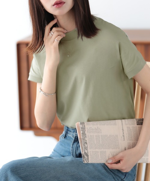 SUNFLOWER EIGHT(サンフラワーエイト)の「モックネックトップス(Tシャツ/カットソー・レディース・ライトオリーブ/チャコール/カーキ/ブラウン/ホワイト/ブラック・M/L)」の14枚目の写真