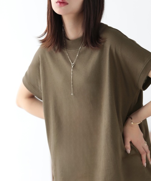 SUNFLOWER EIGHT(サンフラワーエイト)の「モックネックトップス(Tシャツ/カットソー・レディース・ライトオリーブ/チャコール/カーキ/ブラウン/ホワイト/ブラック・M/L)」の21枚目の写真
