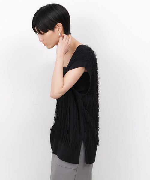 OPAQUE.CLIP(オペークドットクリップ)の「◆フリンジニットVネックベスト/セットアップ対応【洗濯機洗い可】(ニット/セーター・レディース・ホワイト/ネイビー/ブラック・36/38/40/42)」の17枚目の写真
