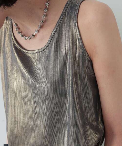 GALLEST（ギャレスト）の「◆箔ラメタンクトップ（タンクトップ・レディース・ホワイト/ゴールド/シルバー・38）」の6枚目の写真
