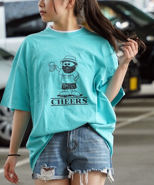 ３色 ビックシルエット Ｔシャツ オーバーサイズ unisex】ピグメント イラストTシャツ / オーバーサイズ Tシャツ