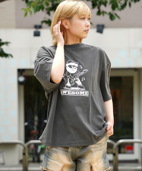 セール】【unisex】ピグメント イラストTシャツ / オーバーサイズ T