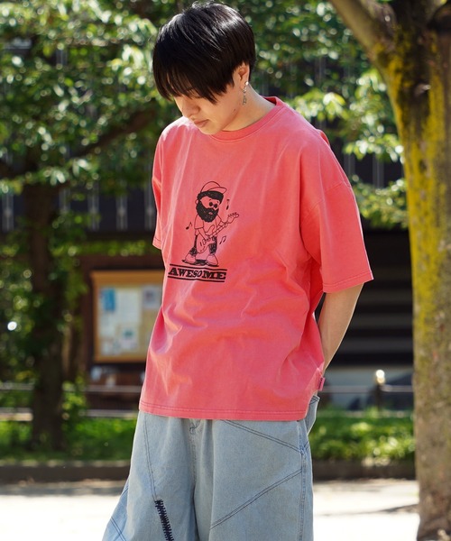 セール】【unisex】ピグメント イラストTシャツ / オーバー