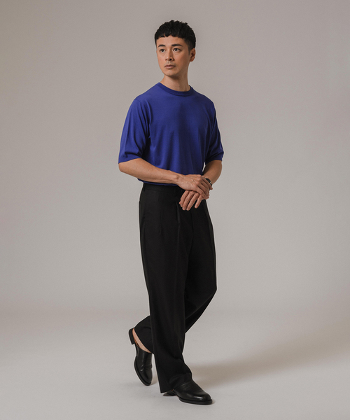 EDIFICE（エディフィス）の「シルクミックス ニットTシャツ（ニット/セーター・メンズ・チャコールグレー/ブルー/ブラック・SMALL/MEDIUM/LARGE）」の19枚目の写真