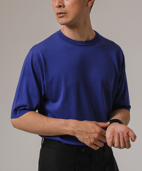 EDIFICE（エディフィス）の「シルクミックス ニットTシャツ（ニット/セーター・メンズ・チャコールグレー/ブルー/ブラック・SMALL/MEDIUM/LARGE）」の21枚目の写真