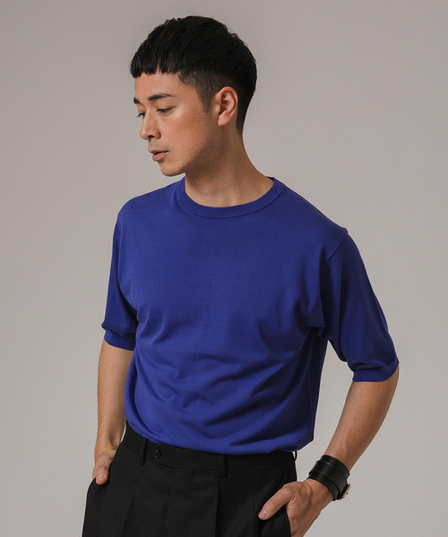 EDIFICE（エディフィス）の「シルクミックス ニットTシャツ（ニット/セーター・メンズ・チャコールグレー/ブルー/ブラック・SMALL/MEDIUM/LARGE）」の11枚目の写真
