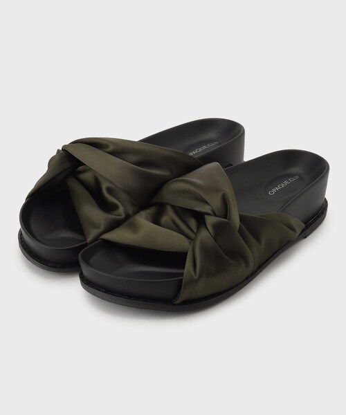 OPAQUE.CLIP（オペークドットクリップ）の「◆ツイストサテンサンダル（サンダル・レディース・カーキ/ブラック・03/02）」の2枚目の写真