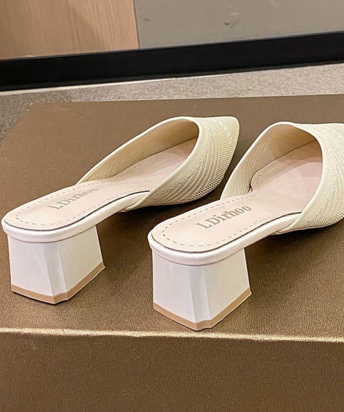 Miniministore(ミニミニストア)の「ニットミュールパンプス チャンキーヒール(パンプス・レディース・ブラック/ライトベージュ・24.5cm/24.0cm/23.5cm/23.0cm/22.5cm)」の20枚目の写真