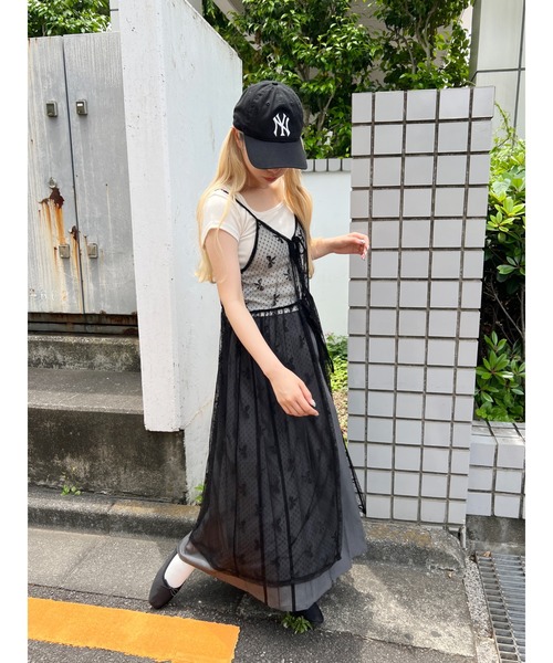 WC（ダブル シー）の「リボンシアーロングキャミワンピ（ワンピース・レディース・ブラック/ホワイト・FREE）」の15枚目の写真
