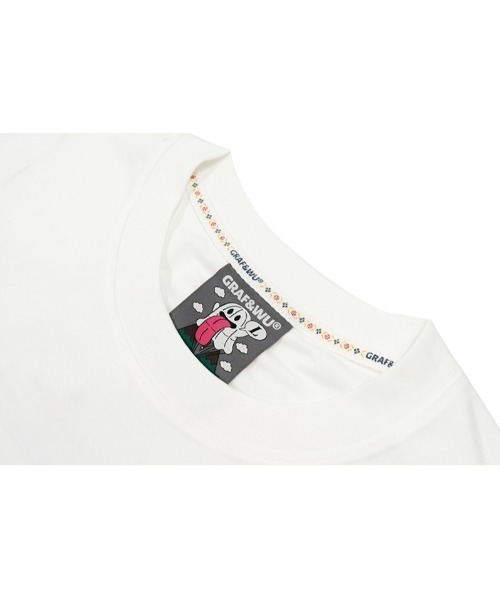 GRAF&WU（グラフアンドユー）の「A'GEM/9 × .kom 『GRAF&WU/グラフアンドユー』 刺繍キャラ　半袖カットソー（Tシャツ/カットソー・レディース・ホワイト/ピンク/ブラック・L/XL）」の6枚目の写真