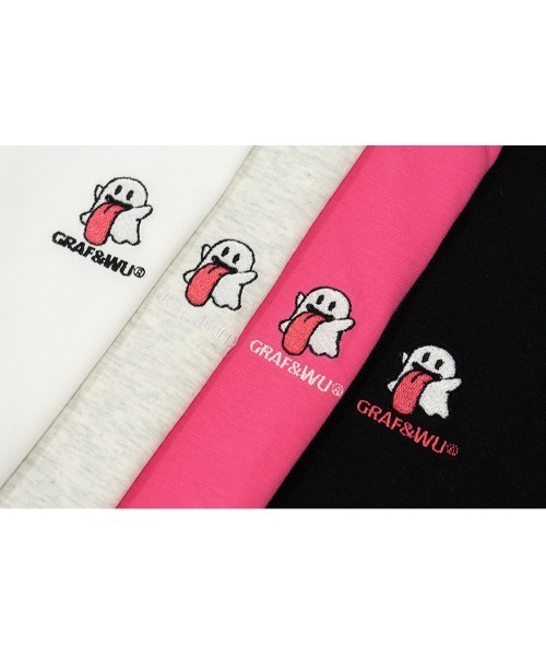 GRAF&WU（グラフアンドユー）の「A'GEM/9 × .kom 『GRAF&WU/グラフアンドユー』 刺繍キャラ　半袖カットソー（Tシャツ/カットソー・レディース・ホワイト/ピンク/ブラック・L/XL）」の8枚目の写真