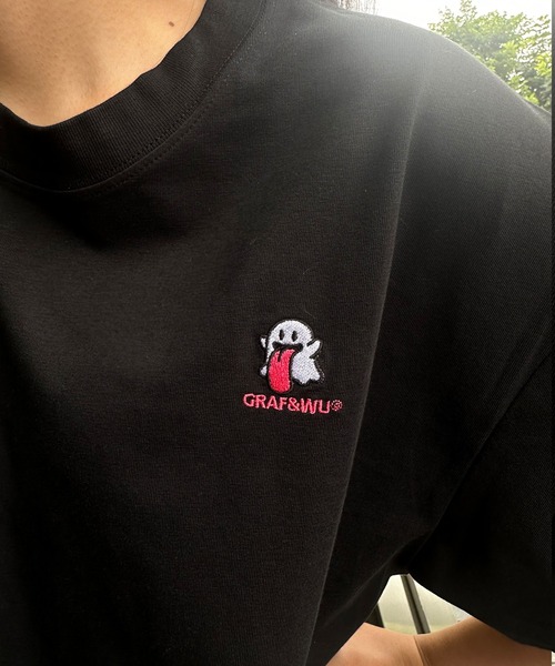 GRAF&WU（グラフアンドユー）の「A'GEM/9 × .kom 『GRAF&WU/グラフアンドユー』 刺繍キャラ　半袖カットソー（Tシャツ/カットソー・レディース・ホワイト/ピンク/ブラック・L/XL）」の12枚目の写真