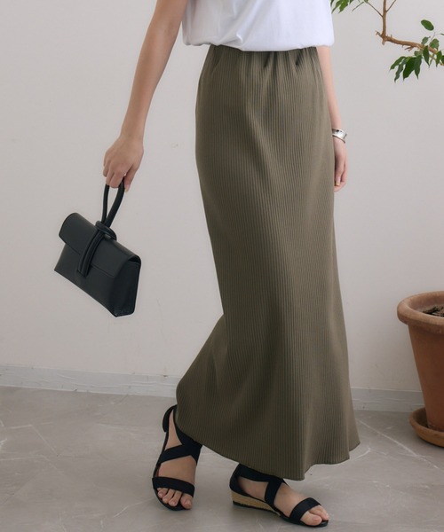 Dignite collier（ディニテコリエ）の「Dignite collier リブスカート（スカート・レディース・ブラック/カーキ・FREE）」の2枚目の写真