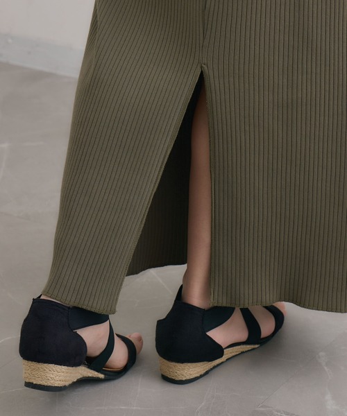 Dignite collier（ディニテコリエ）の「Dignite collier リブスカート（スカート・レディース・ブラック/カーキ・FREE）」の5枚目の写真