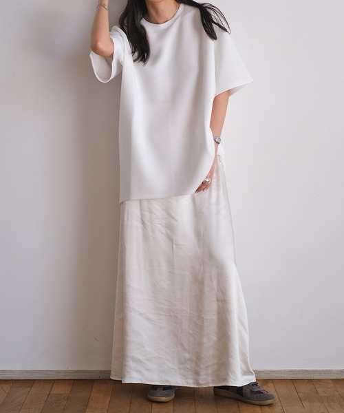 AKTE（アクテ）の「ボンディングオーバーTシャツ（Tシャツ/カットソー・レディース・ホワイト/ダークブラウン・FREE）」の3枚目の写真