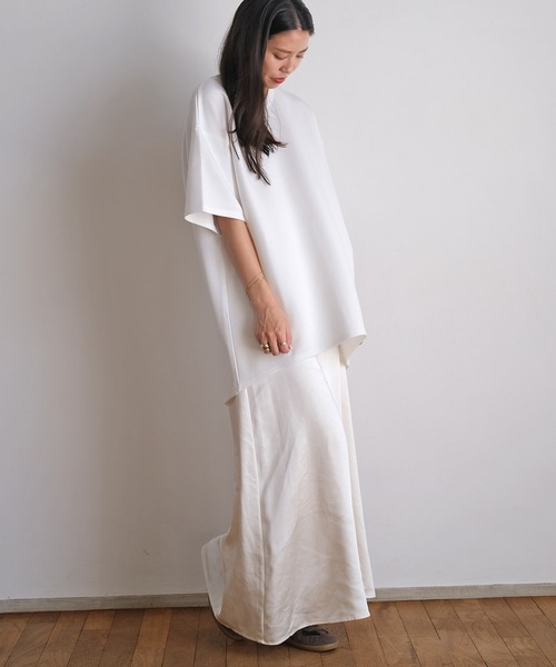 AKTE（アクテ）の「ボンディングオーバーTシャツ（Tシャツ/カットソー・レディース・ホワイト/ダークブラウン・FREE）」の4枚目の写真