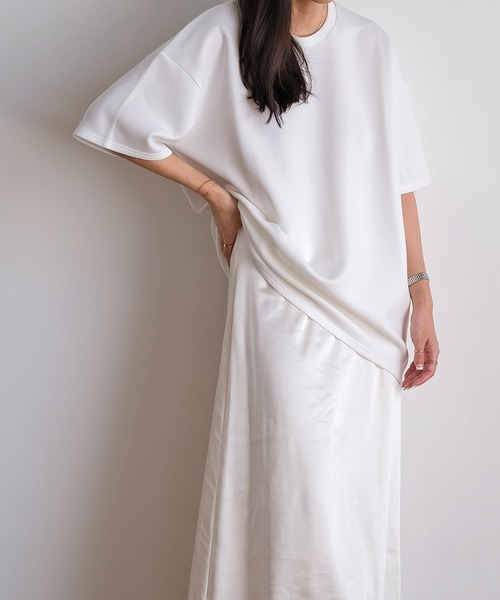 AKTE（アクテ）の「ボンディングオーバーTシャツ（Tシャツ/カットソー・レディース・ホワイト/ダークブラウン・FREE）」の5枚目の写真