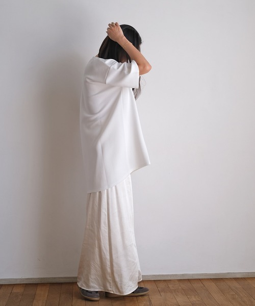 AKTE（アクテ）の「ボンディングオーバーTシャツ（Tシャツ/カットソー・レディース・ホワイト/ダークブラウン・FREE）」の6枚目の写真