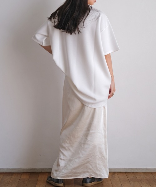 AKTE（アクテ）の「ボンディングオーバーTシャツ（Tシャツ/カットソー・レディース・ホワイト/ダークブラウン・FREE）」の7枚目の写真