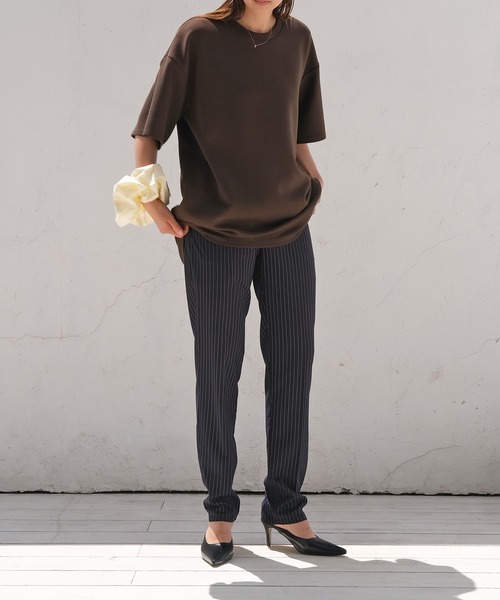 AKTE（アクテ）の「ボンディングオーバーTシャツ（Tシャツ/カットソー・レディース・ホワイト/ダークブラウン・FREE）」の12枚目の写真