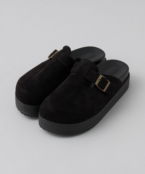 coen(コーエン)の「フェイクスエードクロッグサンダル(サンダル・レディース・ベージュ/ブラック・23.5cm/24.5cm)」の1枚目の写真