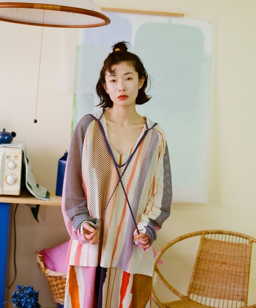 PAMM メッシュフード付きシャツ F PAMM（パム）の「知性のストライプメッシュフーディー（シャツ