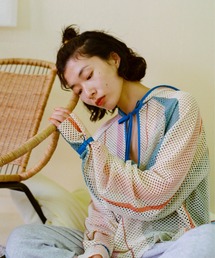 【新品タグ付き】PAMM 知性のストライプメッシュフーディー　パム PAMM（パム）の「知性のストライプメッシュフーディー（シャツ