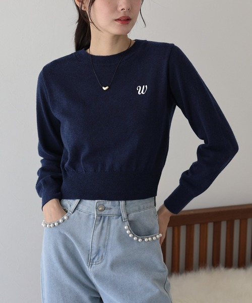 セール】ワンポイント刺繍ニット（ニット/セーター）｜BLUEEAST