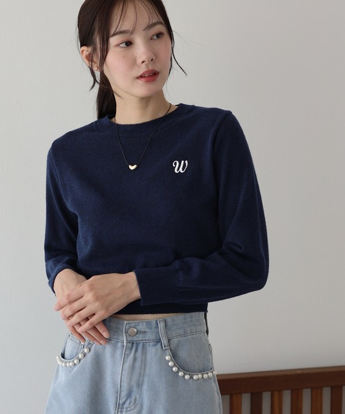 セール】ワンポイント刺繍ニット（ニット/セーター）｜BLUEEAST