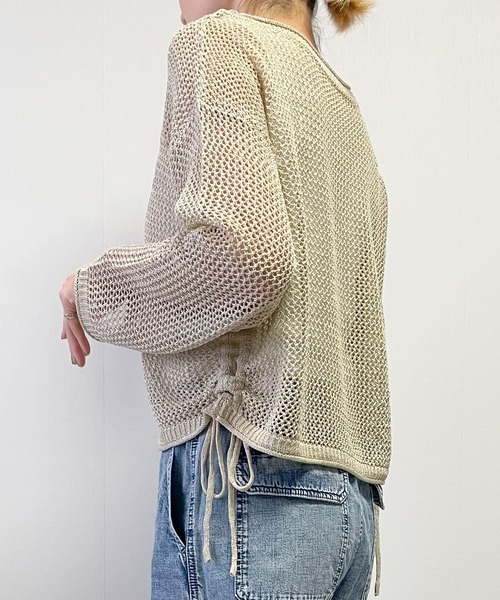 Fizz(フィズ)の「【Fizz/フィズ】 ラメ混メッシュニットプルオーバー(ニット/セーター・レディース・ブルー/ベージュ/チャコール・FREE)」の9枚目の写真