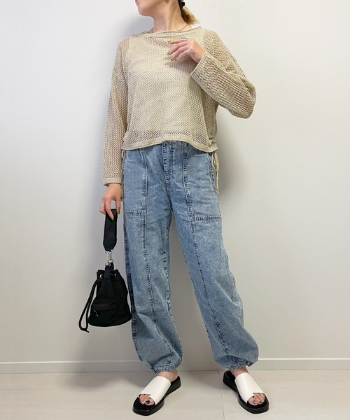 Fizz(フィズ)の「【Fizz/フィズ】 ラメ混メッシュニットプルオーバー(ニット/セーター・レディース・ブルー/ベージュ/チャコール・FREE)」の6枚目の写真