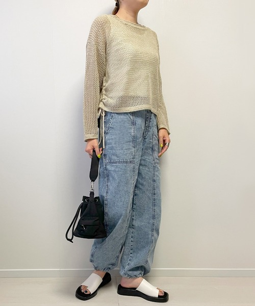 Fizz(フィズ)の「【Fizz/フィズ】 ラメ混メッシュニットプルオーバー(ニット/セーター・レディース・ブルー/ベージュ/チャコール・FREE)」の7枚目の写真