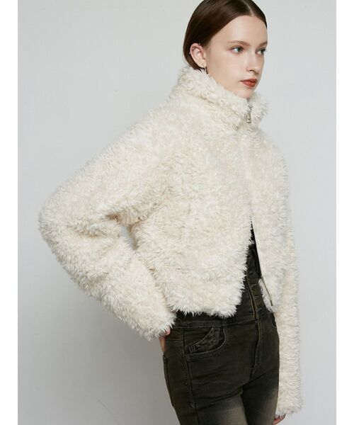 EMODA（エモダ）の「シングルミニボアブルゾン（ブルゾン・レディース・アイボリー/ブラック/その他/その他1・FREE）」の13枚目の写真