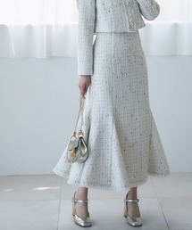 tocco closet | バックレースアップコルセット風スパンコールツイードマーメイドスカート(スカート)
