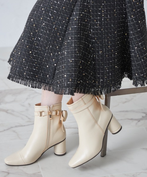 tocco closet(トッコ クローゼット)の「バックレースアップコルセット風スパンコールツイードマーメイドスカート(スカート・レディース・ブラック/アイボリー・M)」の17枚目の写真