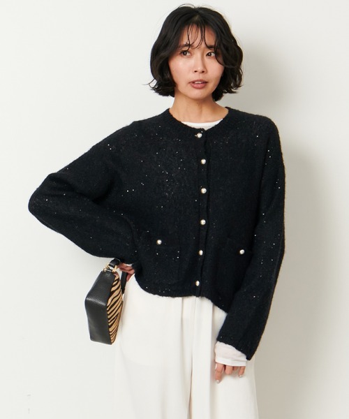 MICA&DEAL（マイカ＆ディール）の「スパンコールショートカーディガン 