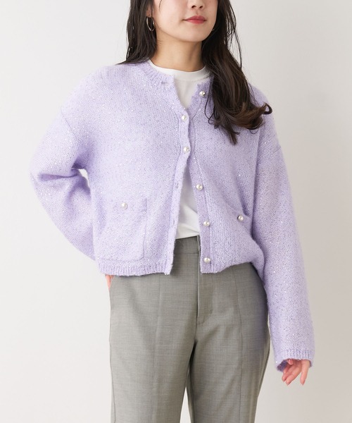 MICA&DEAL（マイカ＆ディール）の「スパンコールショートカーディガン 