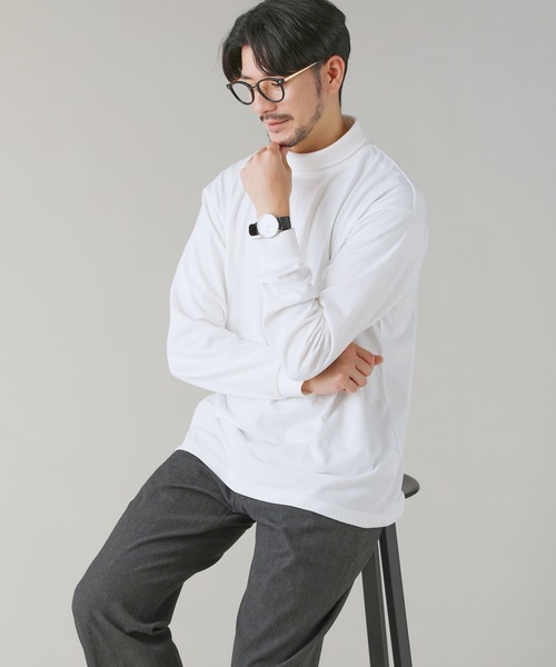 SPU(スプ)の「コットンポリエステルタートルネックカットソー(Tシャツ/カットソー・メンズ・ブラック/グレー/チャコール/ホワイト・L/M/XL)」の6枚目の写真
